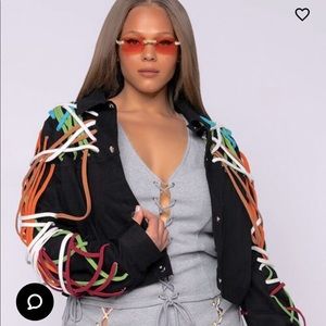 Plush Lace Up Detail Jacket